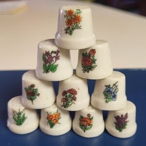 Floral Ceramic Thimbles Set